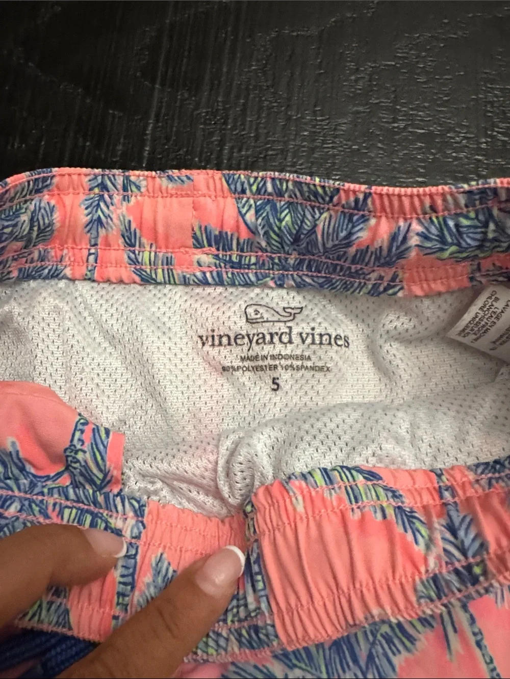 Vineyard Vines Coral and Blue Palm-Print Men’s Shorts